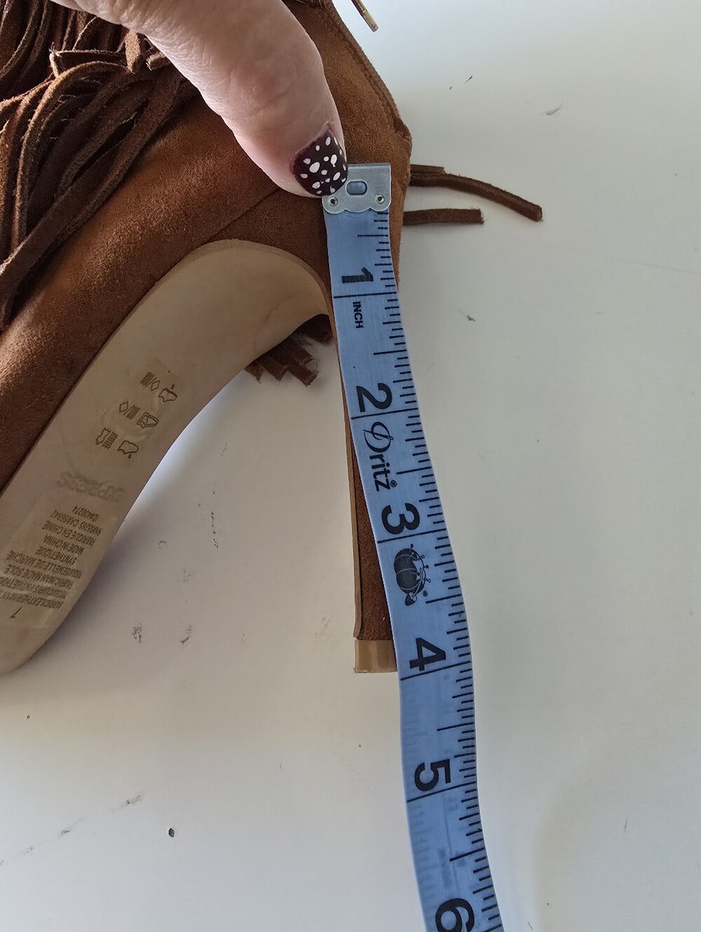 Express Boho Western Suede Fringe Peep Toe Brown Boots 7 - Picture 10 of 10